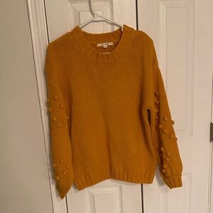 H&M Mustard Sweater with Pom Pom Details